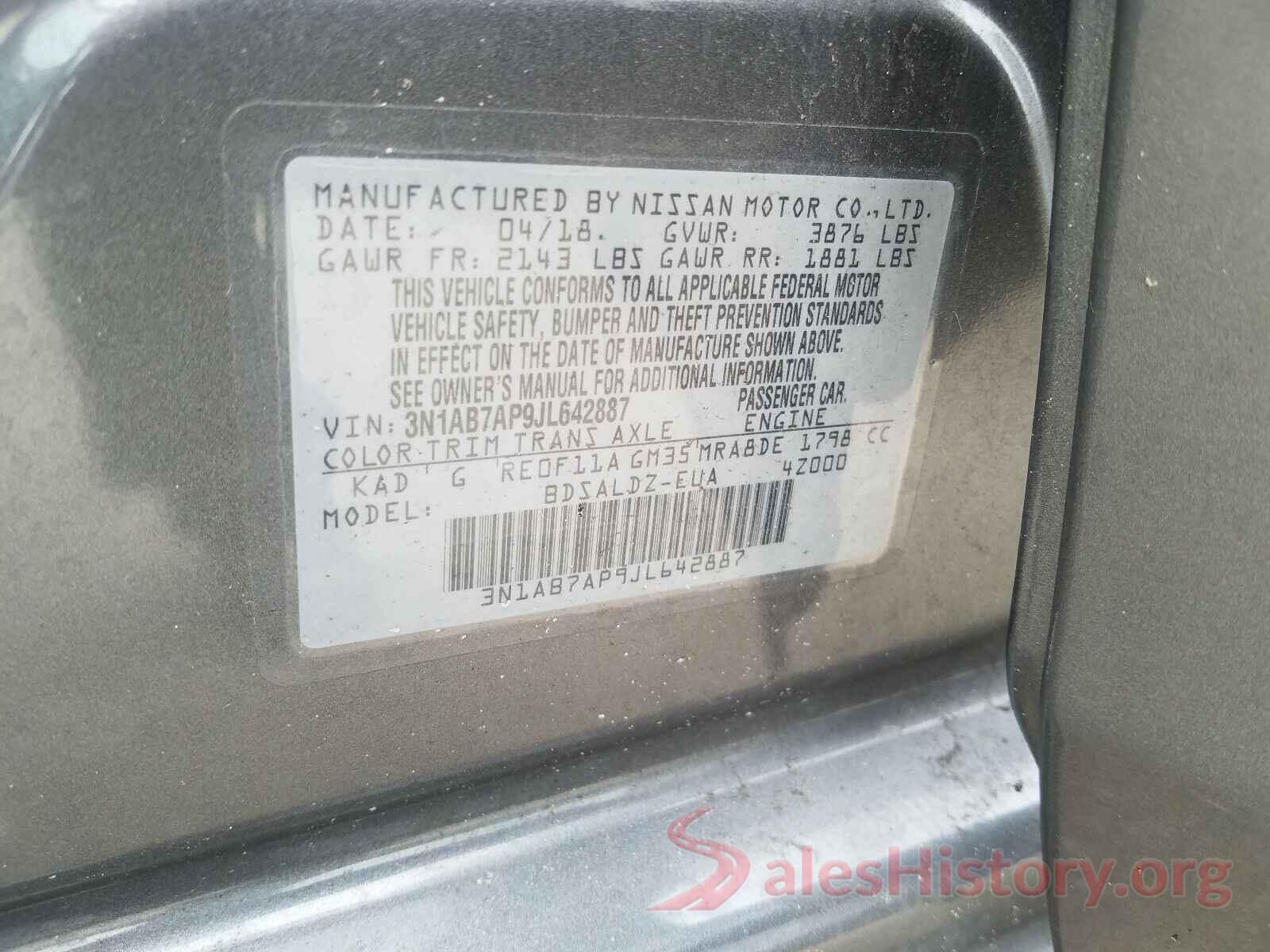 3N1AB7AP9JL642887 2018 NISSAN SENTRA