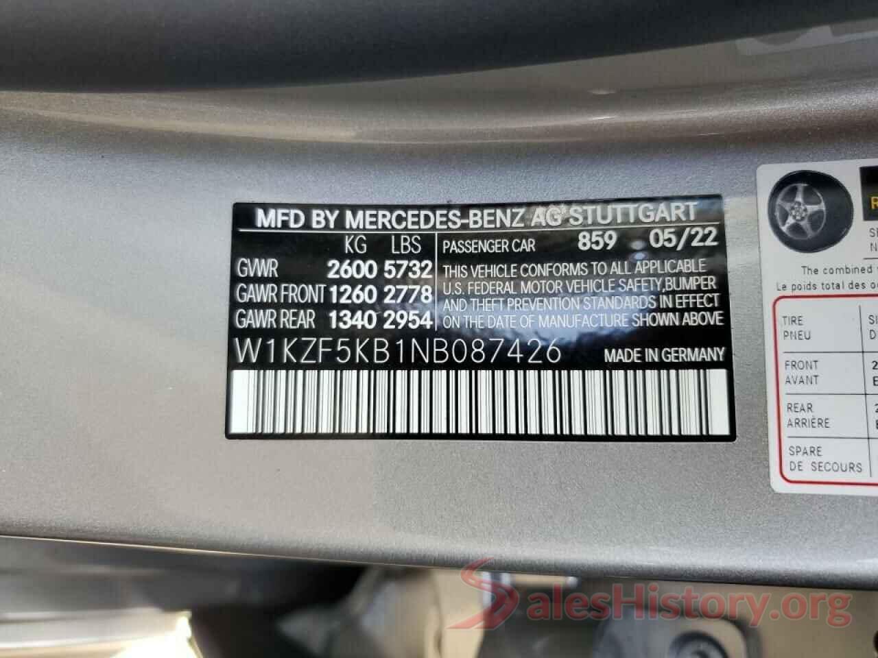 W1KZF5KB1NB087426 2022 MERCEDES-BENZ E-CLASS