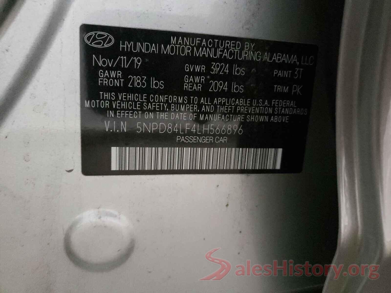 5NPD84LF4LH566896 2020 HYUNDAI ELANTRA