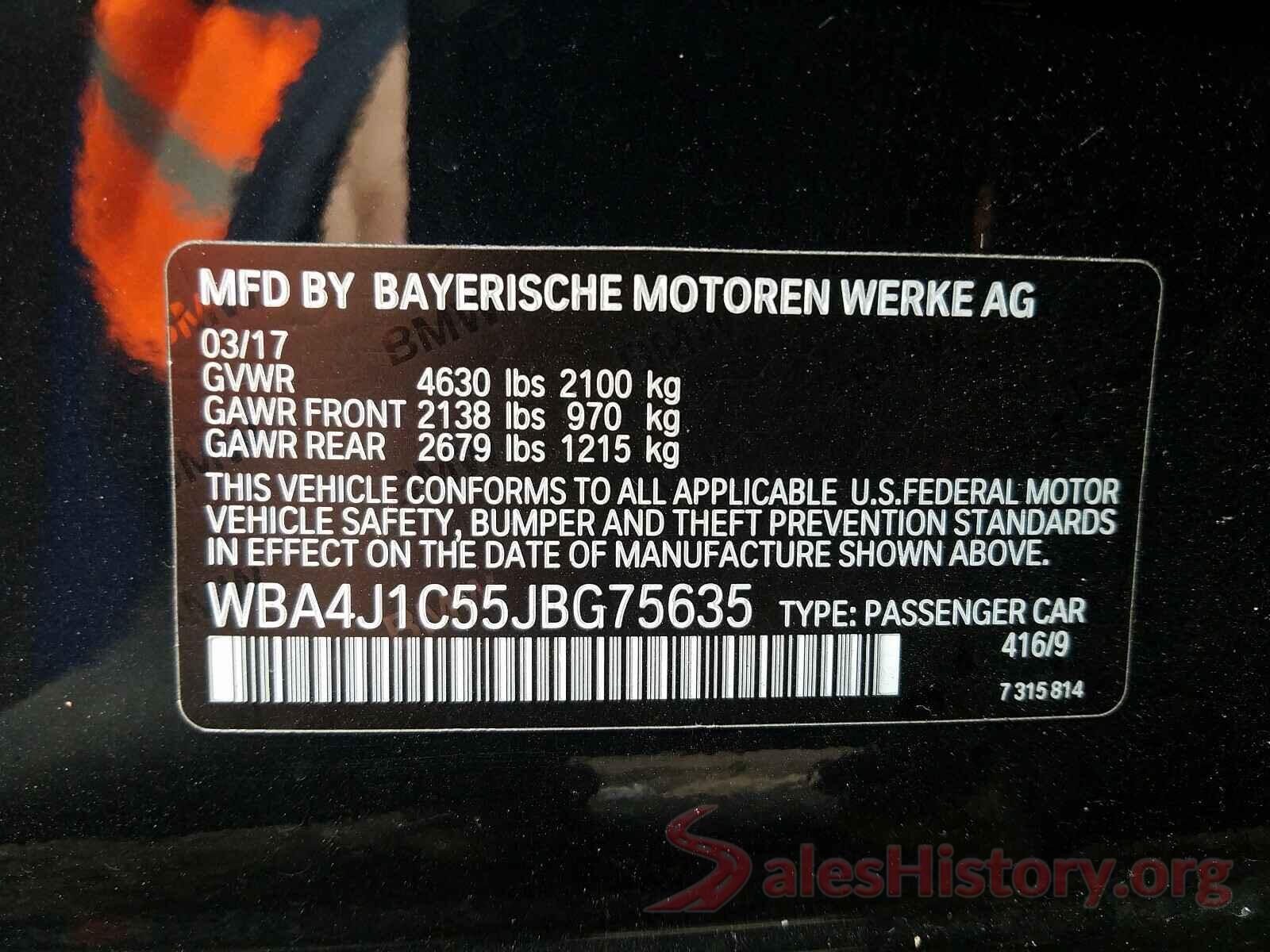 WBA4J1C55JBG75635 2018 BMW 4 SERIES