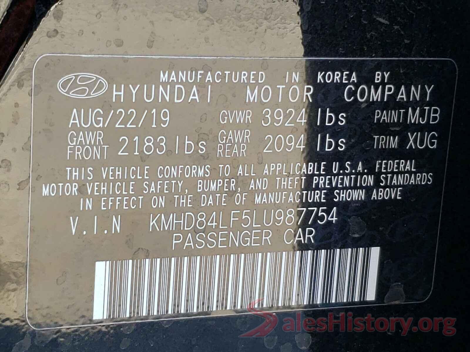 KMHD84LF5LU987754 2020 HYUNDAI ELANTRA