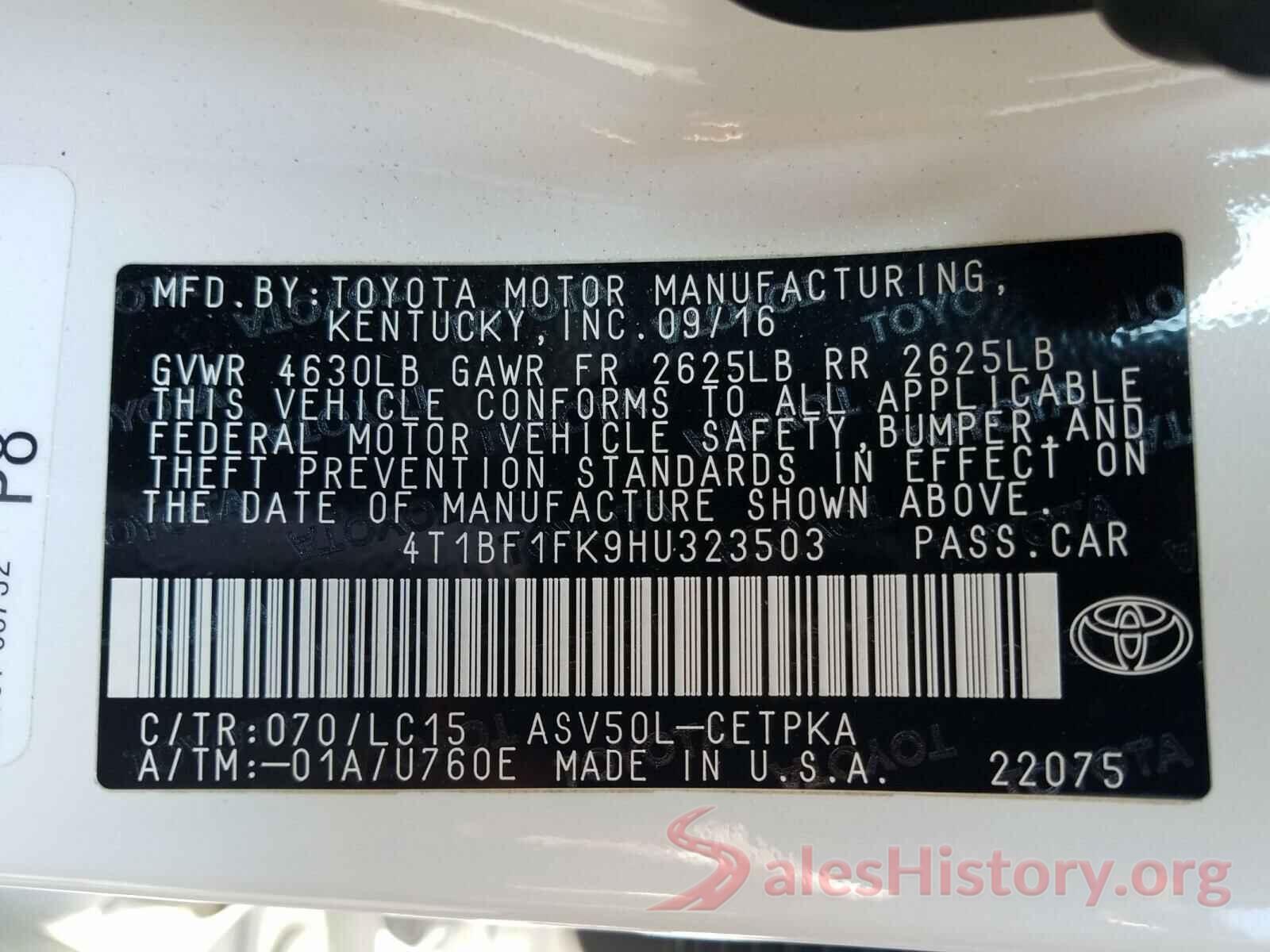 4T1BF1FK9HU323503 2017 TOYOTA CAMRY