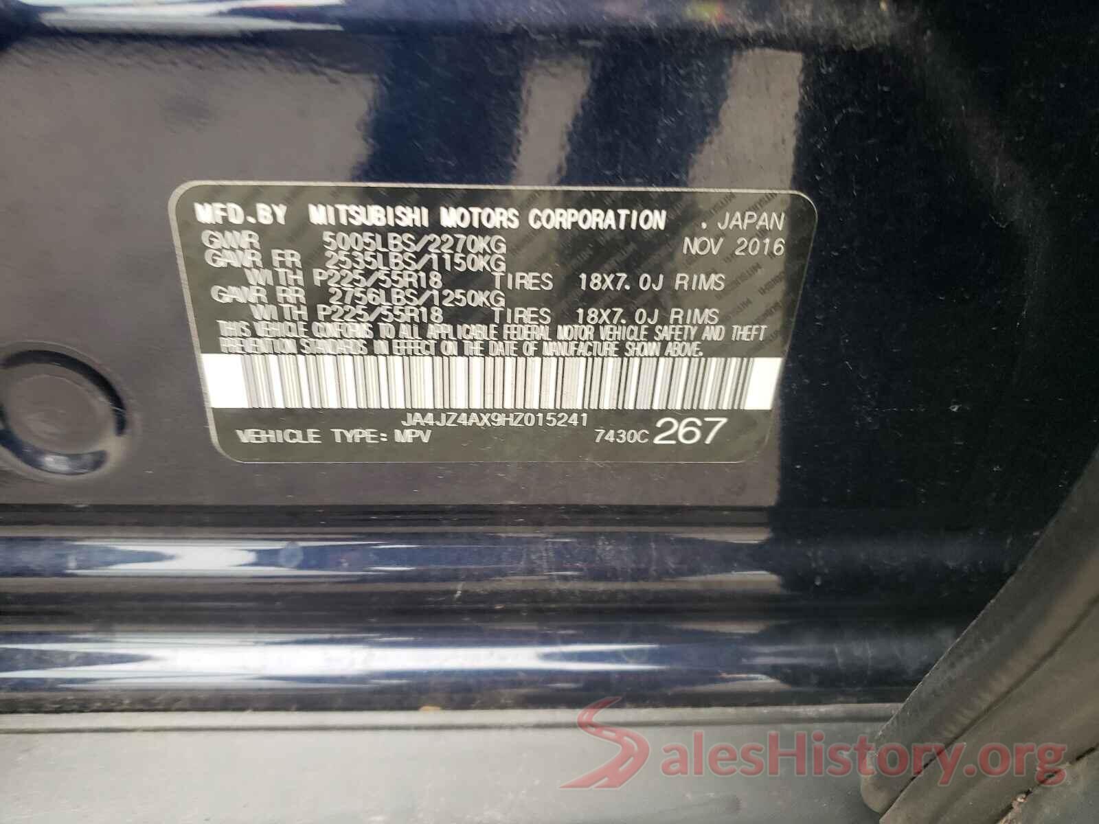 JA4JZ4AX9HZ015241 2017 MITSUBISHI OUTLANDER