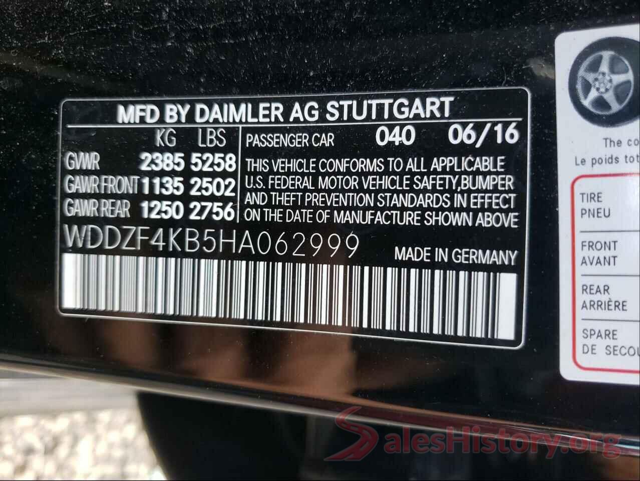 WDDZF4KB5HA062999 2017 MERCEDES-BENZ E-CLASS