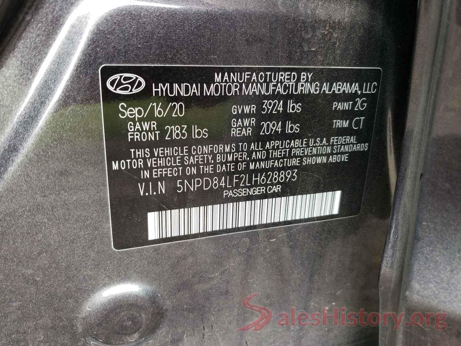 5NPD84LF2LH628893 2020 HYUNDAI ELANTRA