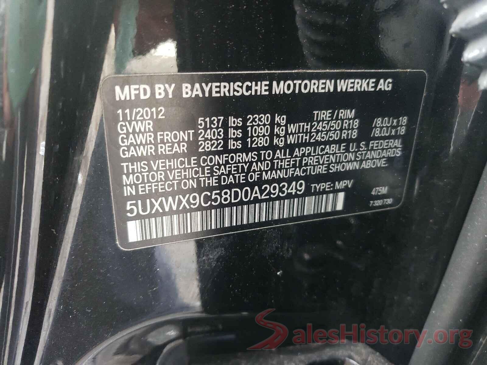 5UXWX9C58D0A29349 2013 BMW X3