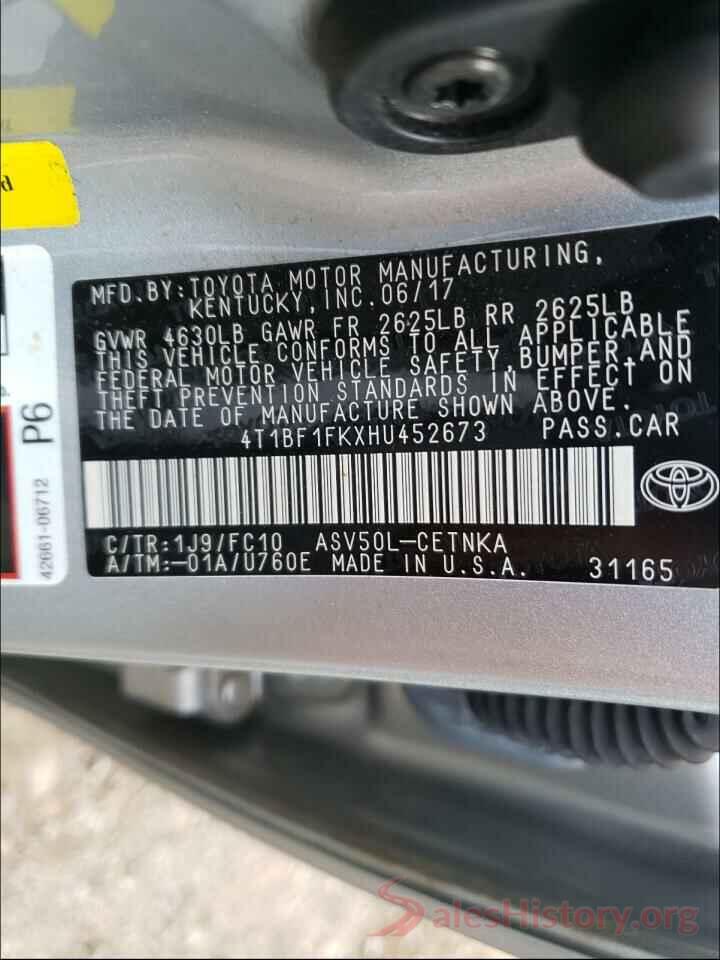 4T1BF1FKXHU452673 2017 TOYOTA CAMRY