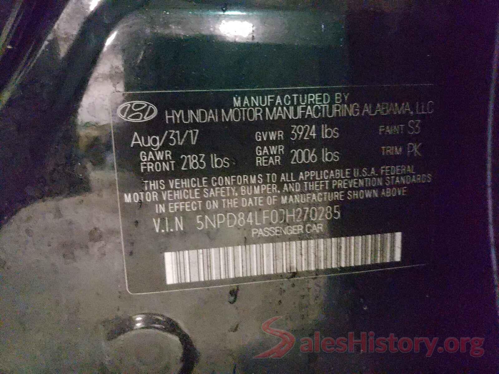 5NPD84LF0JH270285 2018 HYUNDAI ELANTRA