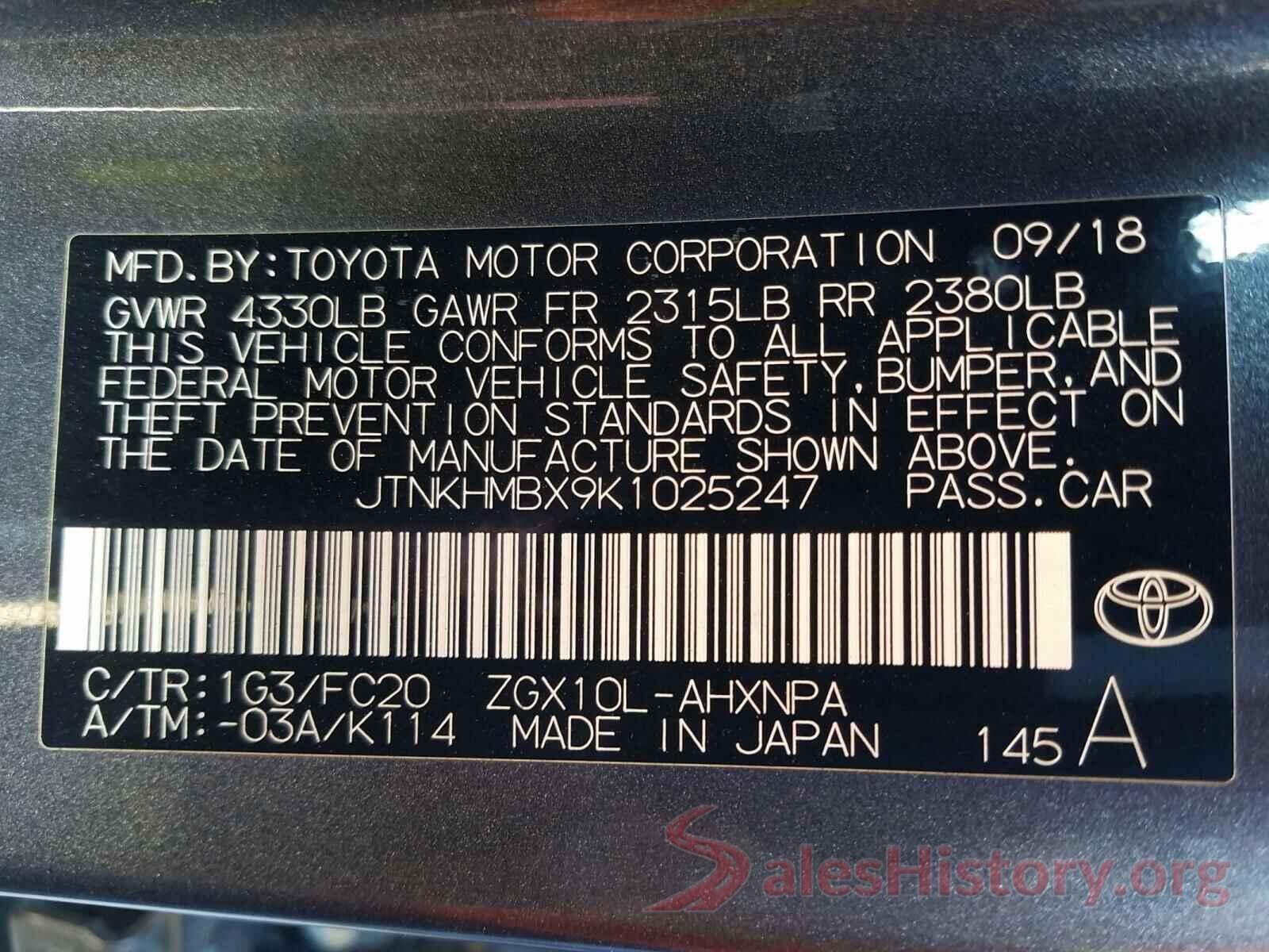 JTNKHMBX9K1025247 2019 TOYOTA C-HR