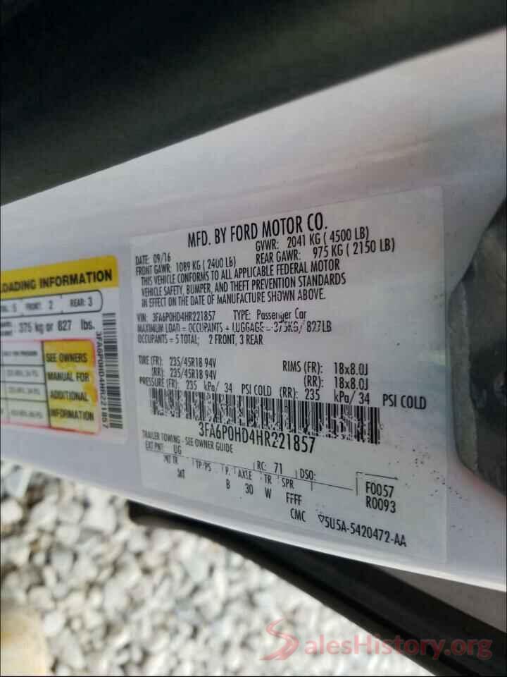 3FA6P0HD4HR221857 2017 FORD FUSION