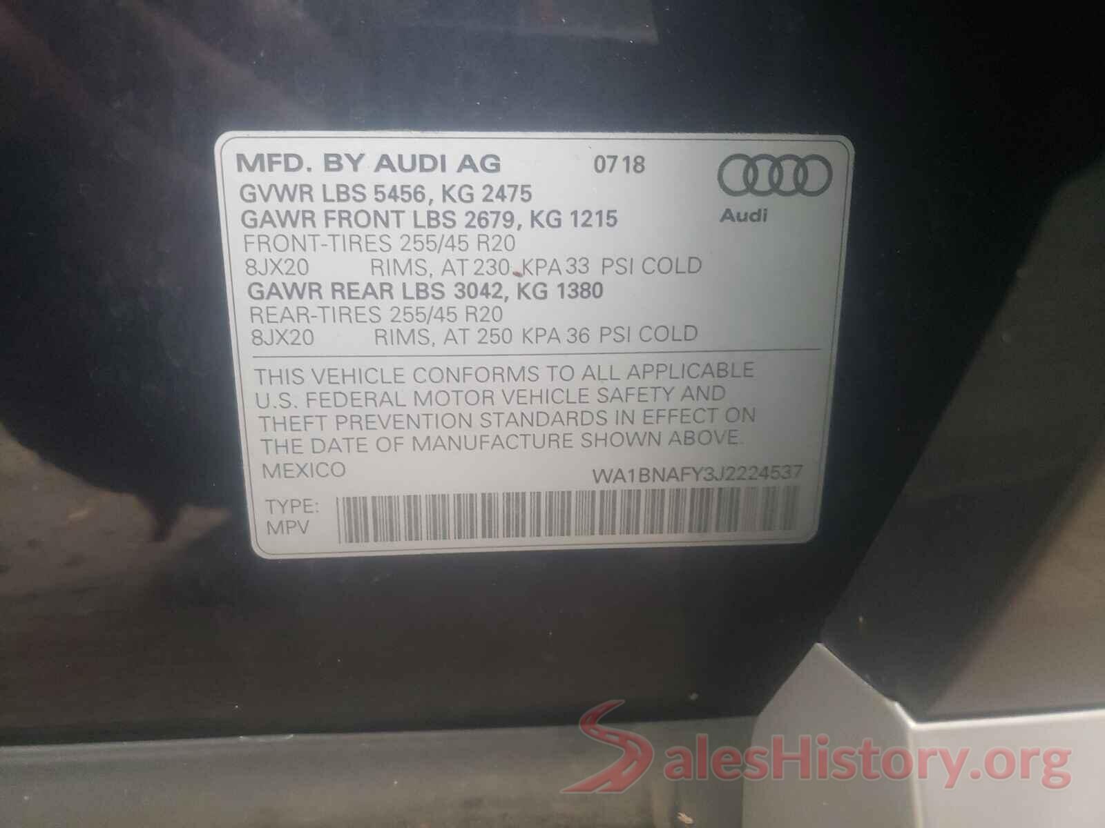 WA1BNAFY3J2224537 2018 AUDI Q5