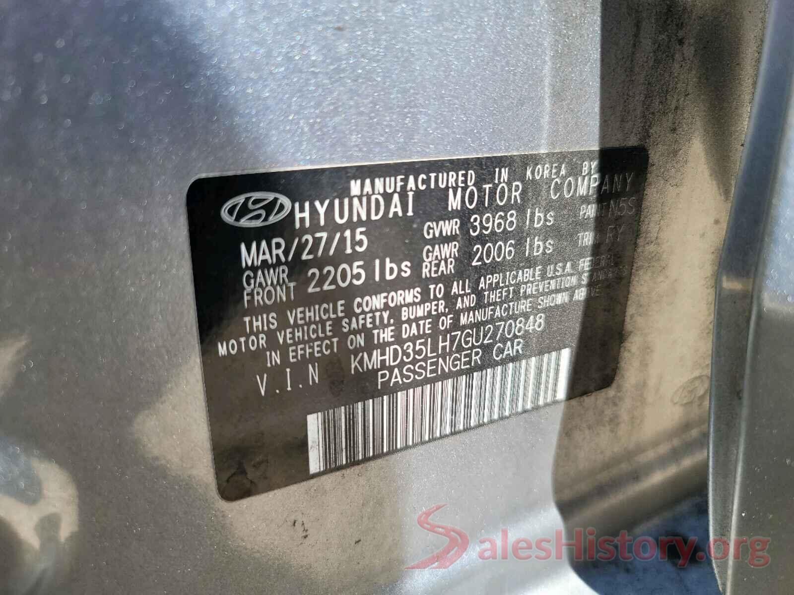 KMHD35LH7GU270848 2016 HYUNDAI ELANTRA