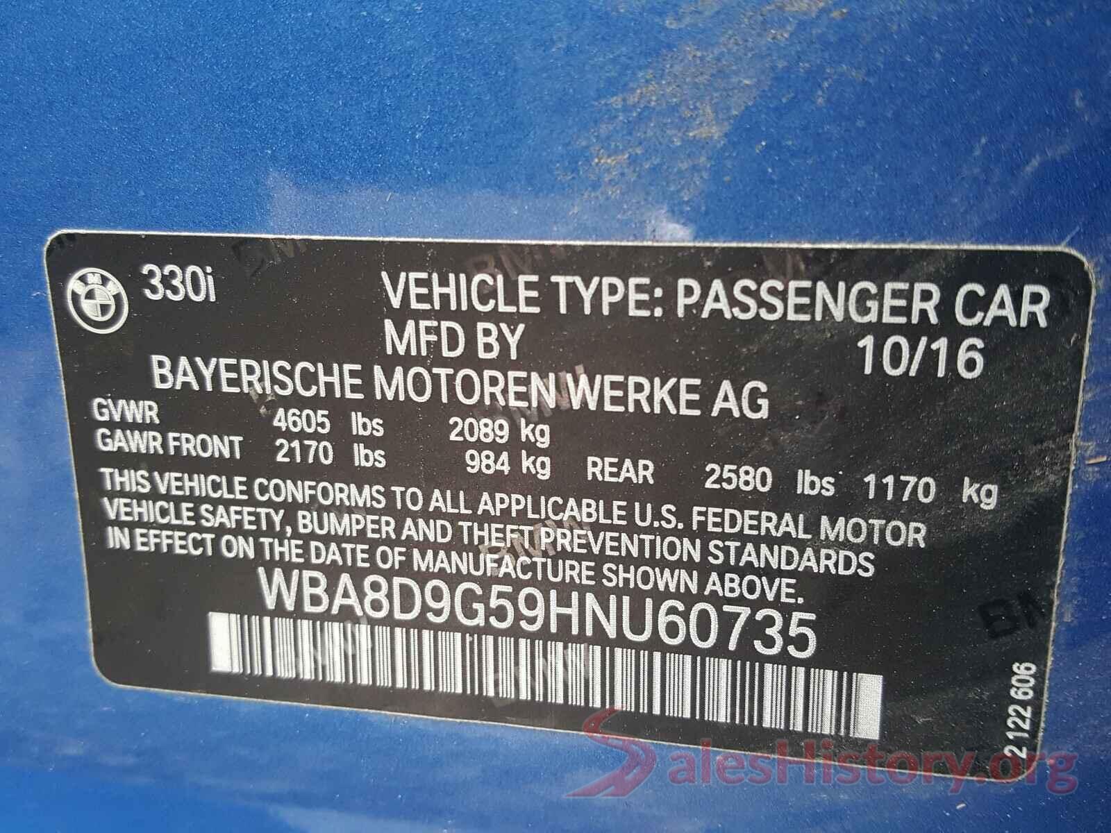 WBA8D9G59HNU60735 2017 BMW 3 SERIES