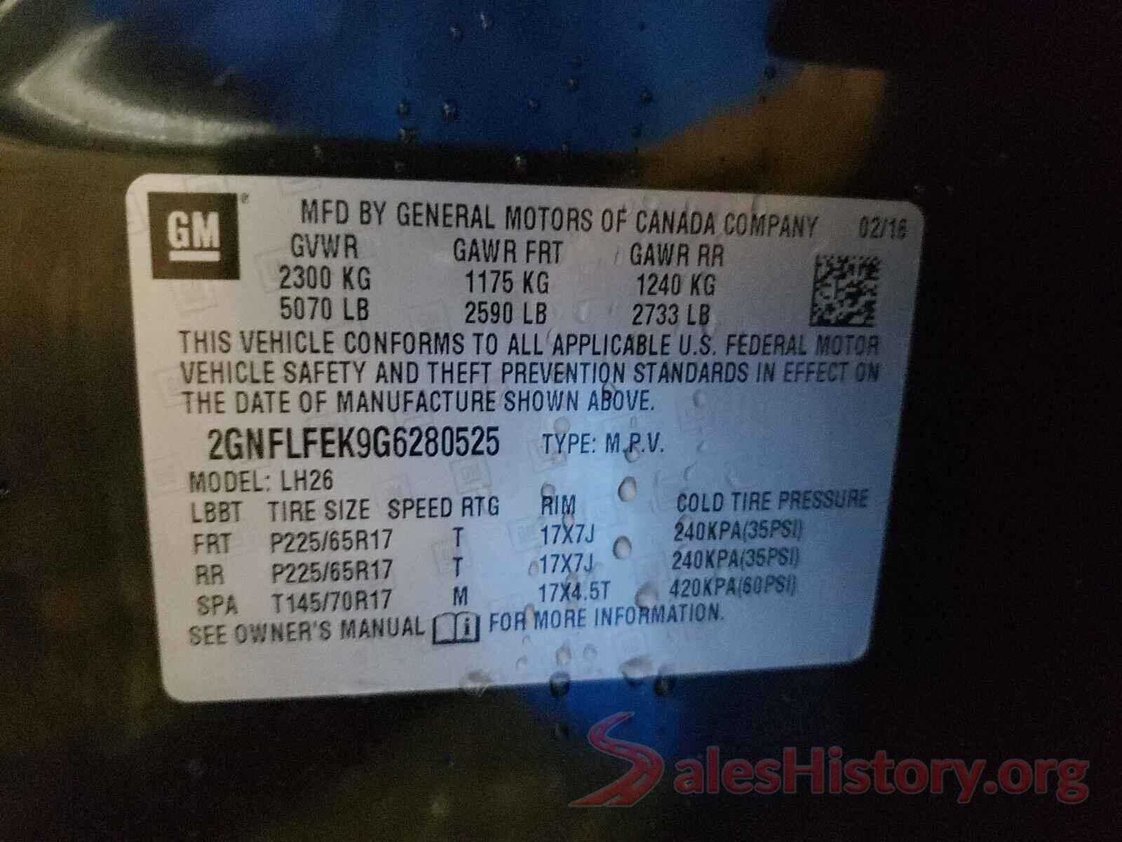 2GNFLFEK9G6280525 2016 CHEVROLET EQUINOX