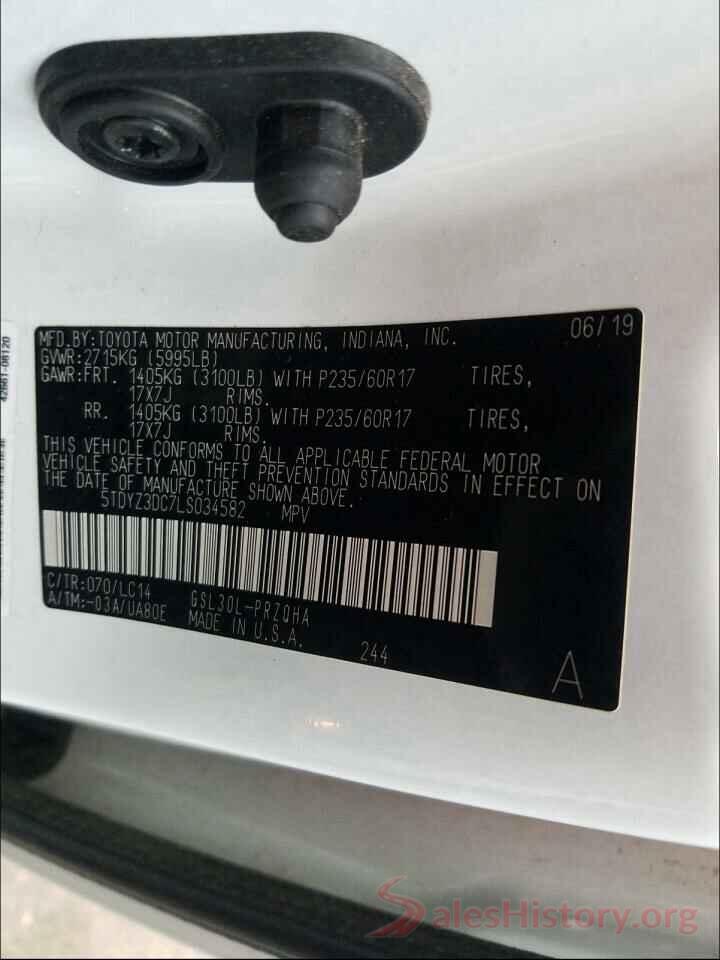 5TDYZ3DC7LS034582 2020 TOYOTA SIENNA