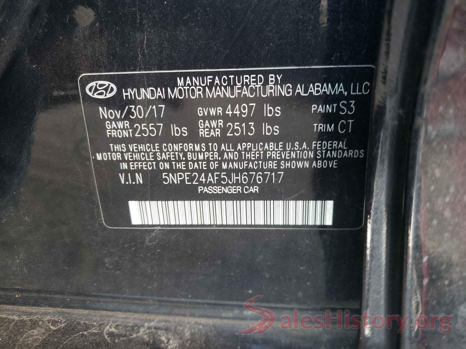 5NPE24AF5JH676717 2018 HYUNDAI SONATA