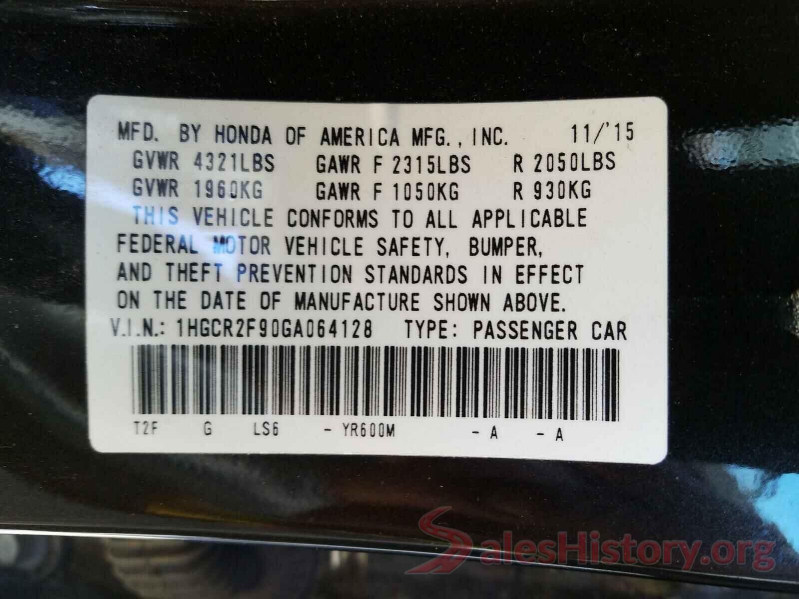 1HGCR2F90GA064128 2016 HONDA ACCORD