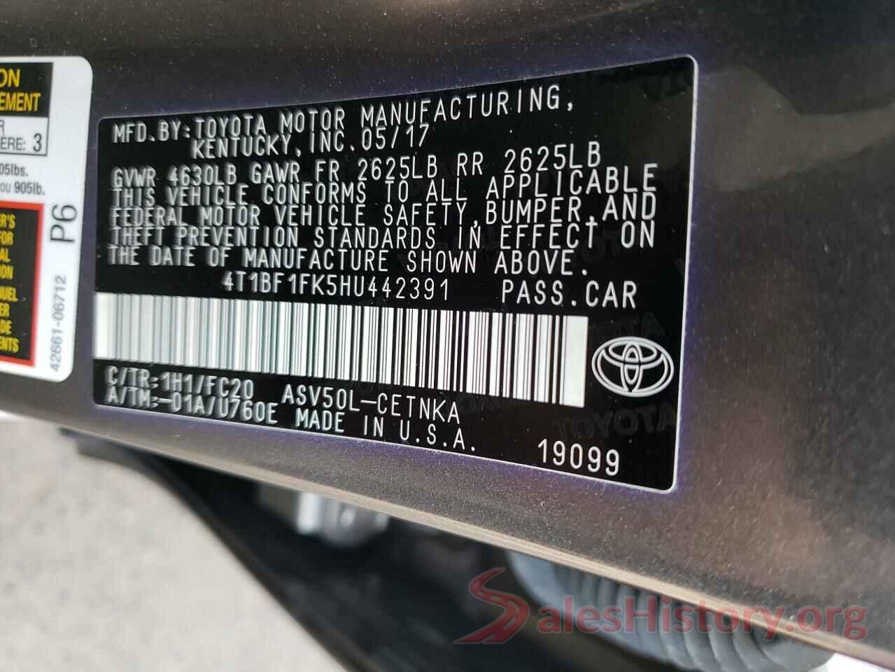 4T1BF1FK5HU442391 2017 TOYOTA CAMRY