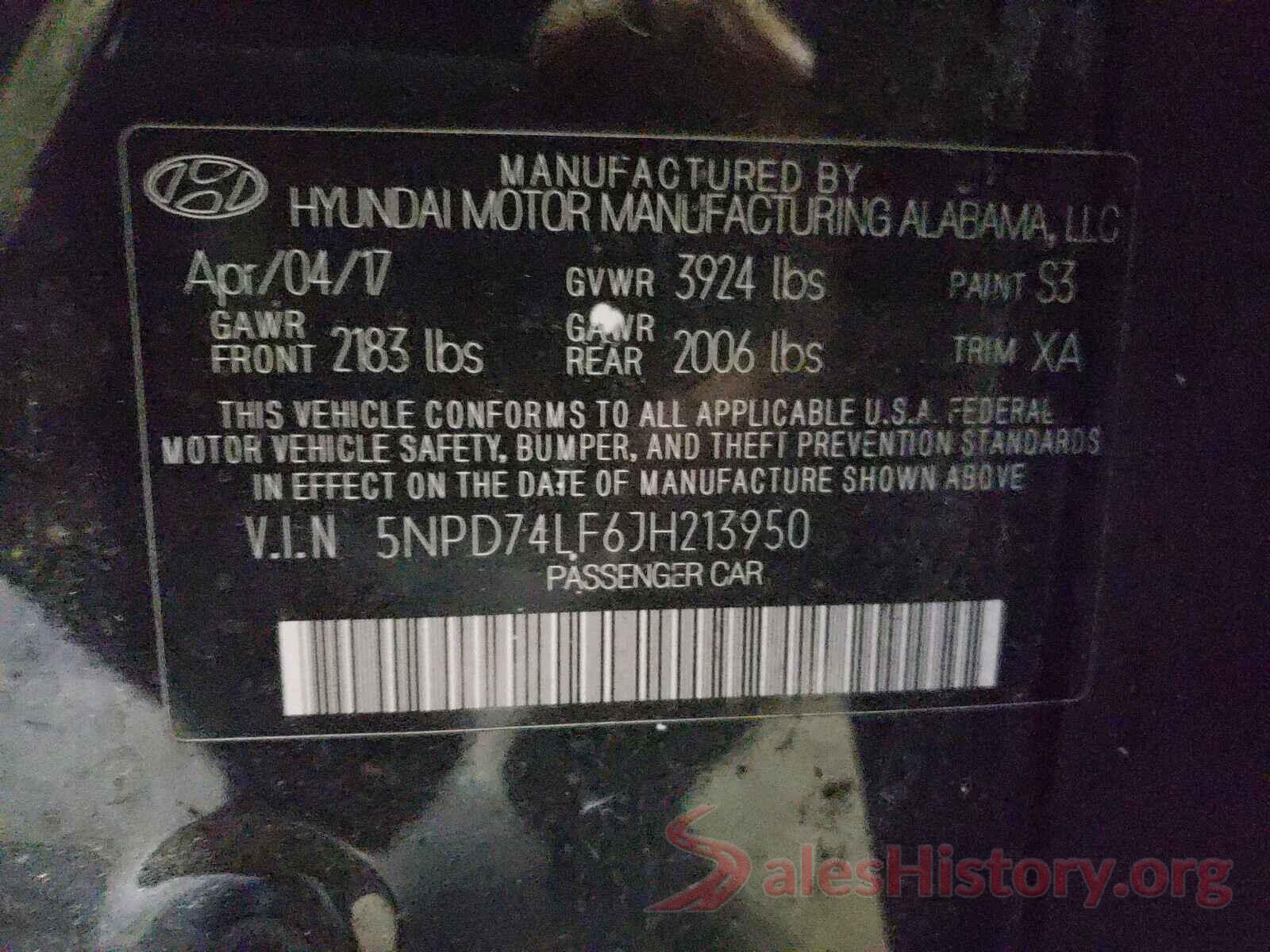 5NPD74LF6JH213950 2018 HYUNDAI ELANTRA