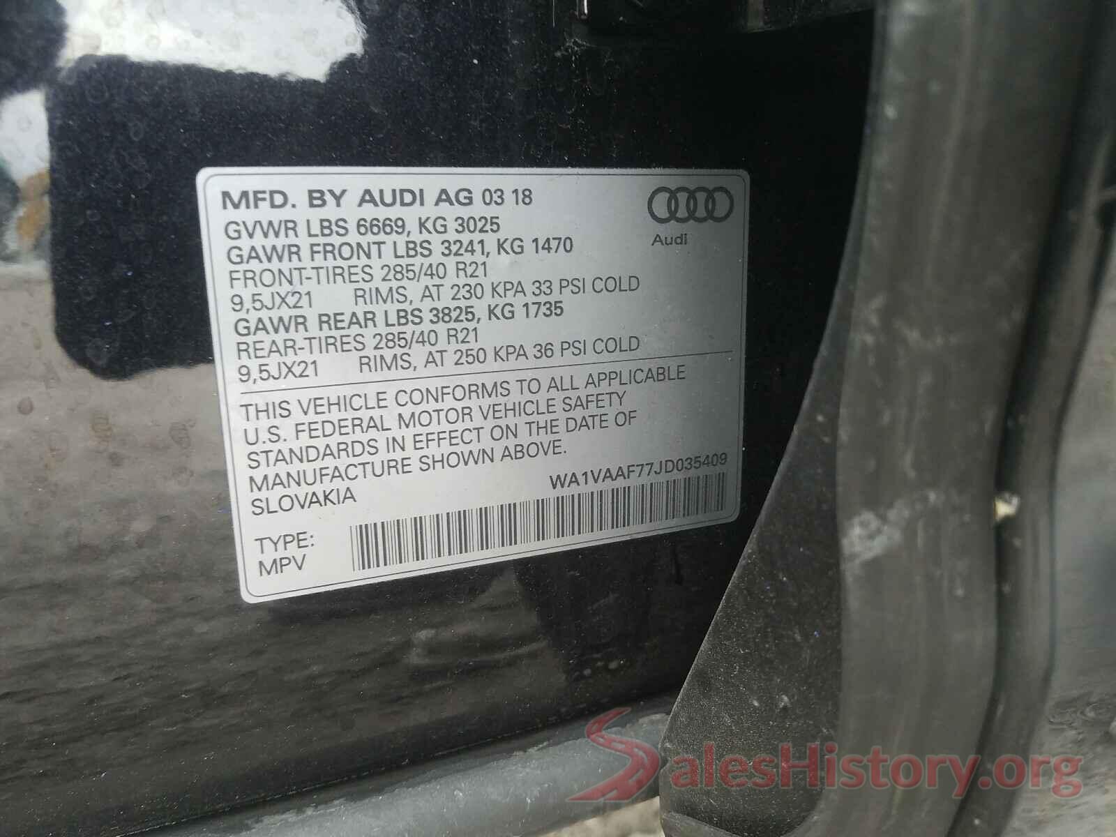 WA1VAAF77JD035409 2018 AUDI Q7