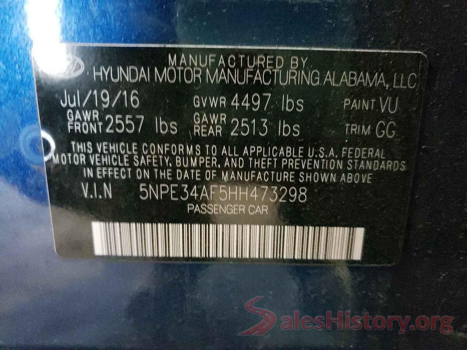 5NPE34AF5HH473298 2017 HYUNDAI SONATA