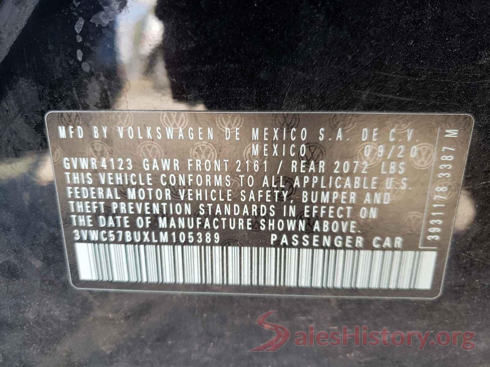 3VWC57BUXLM105389 2020 VOLKSWAGEN JETTA