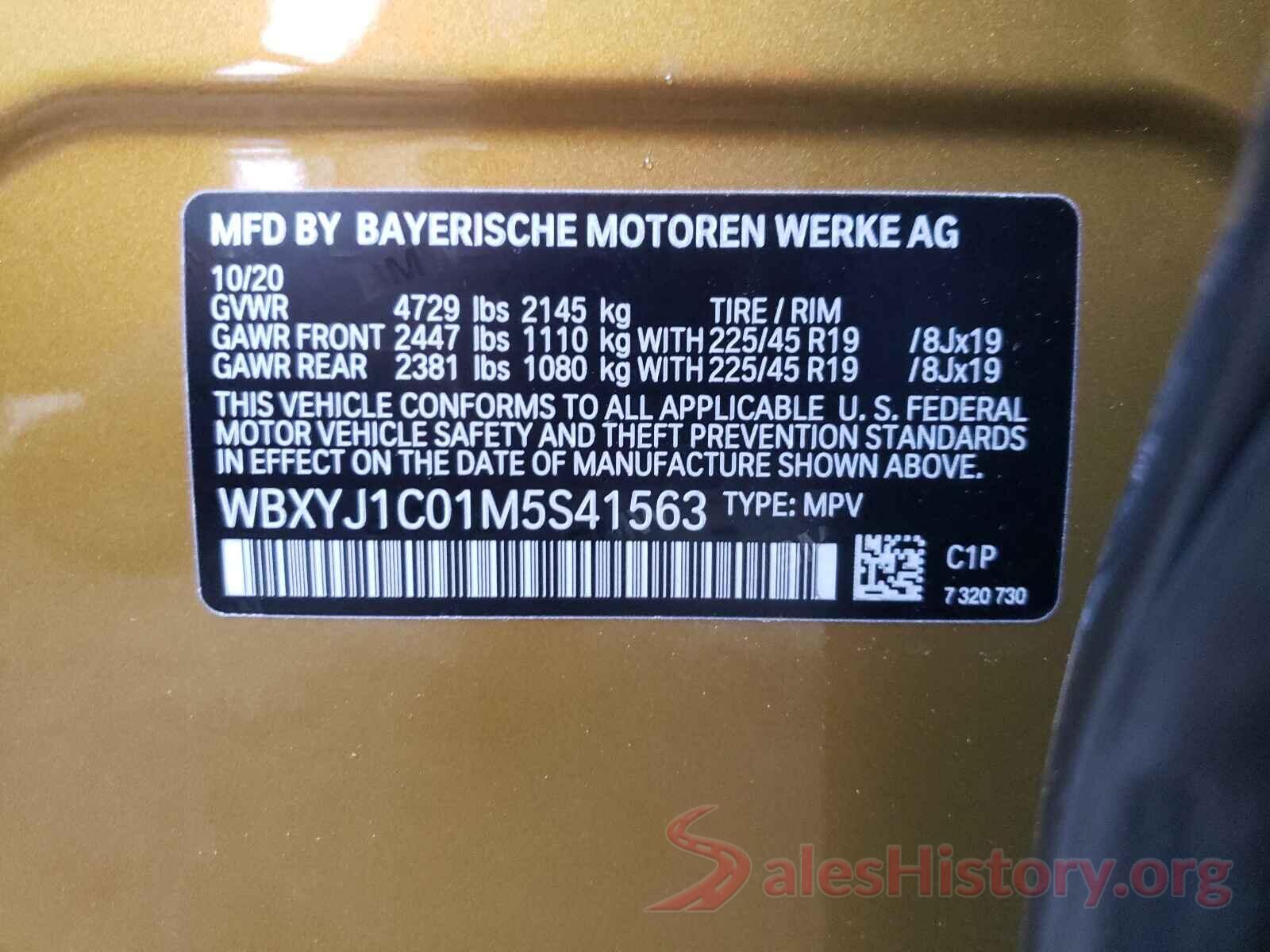 WBXYJ1C01M5S41563 2021 BMW X2