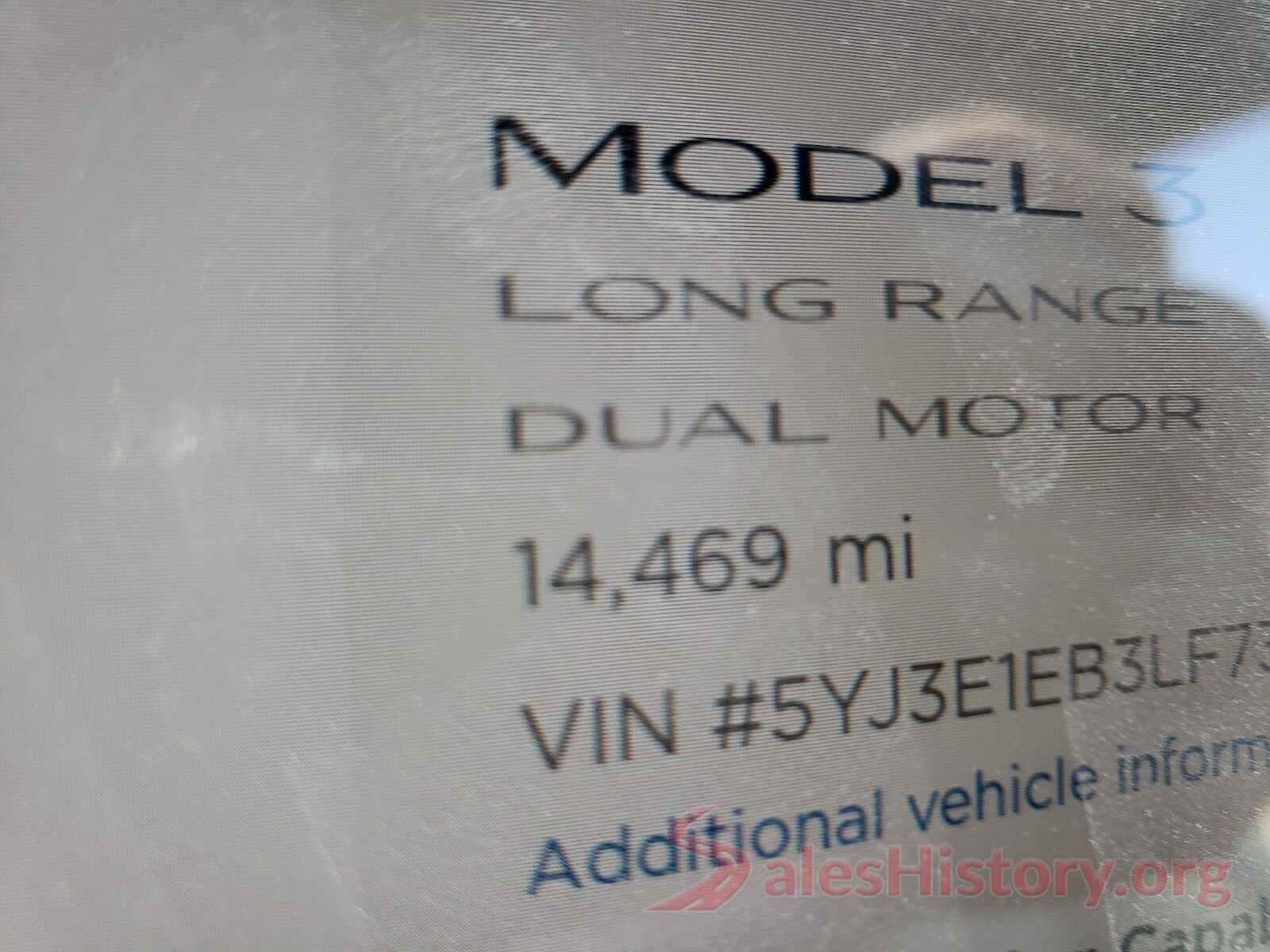 5YJ3E1EB3LF734927 2020 TESLA MODEL 3