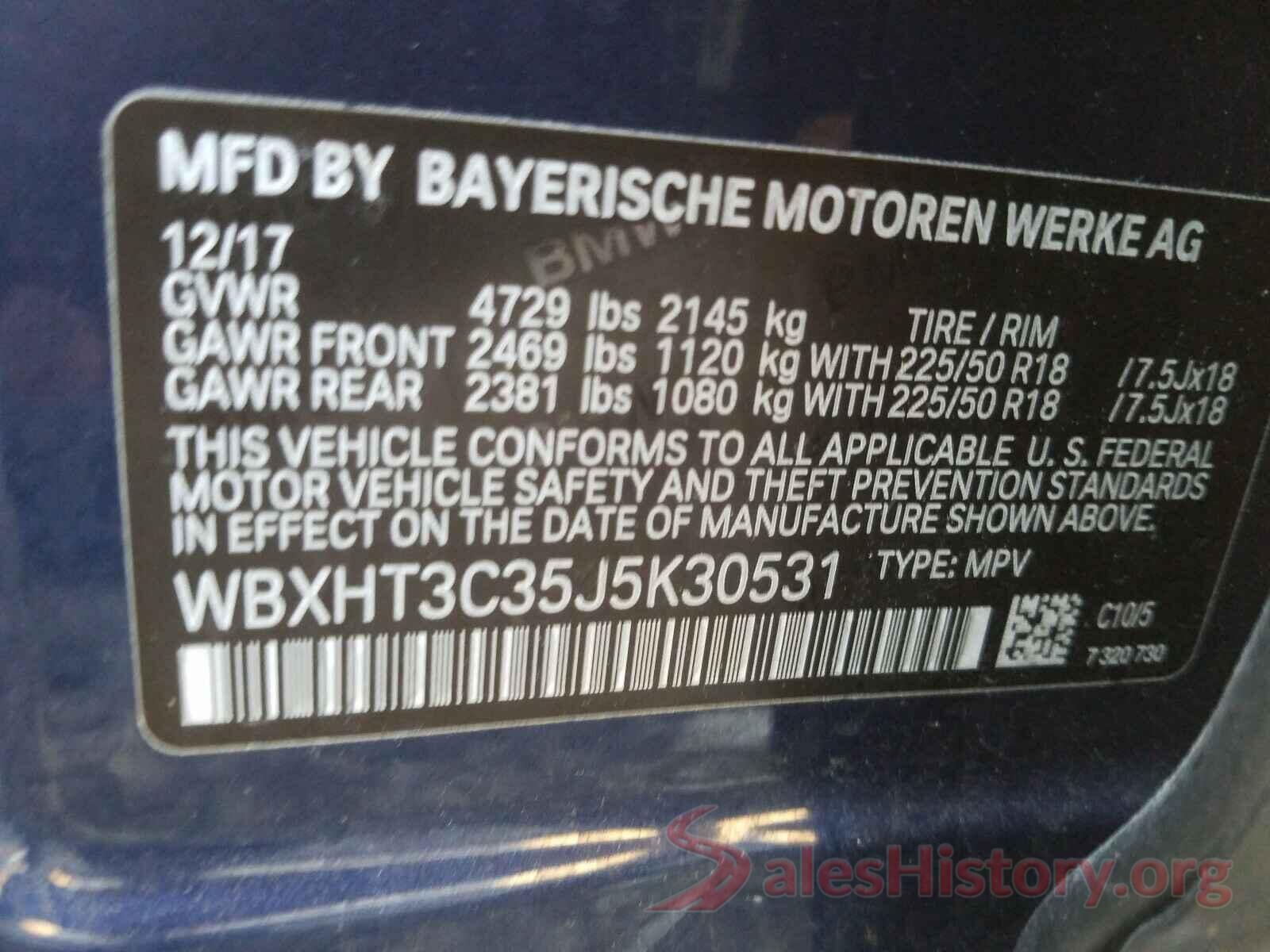 WBXHT3C35J5K30531 2018 BMW X1