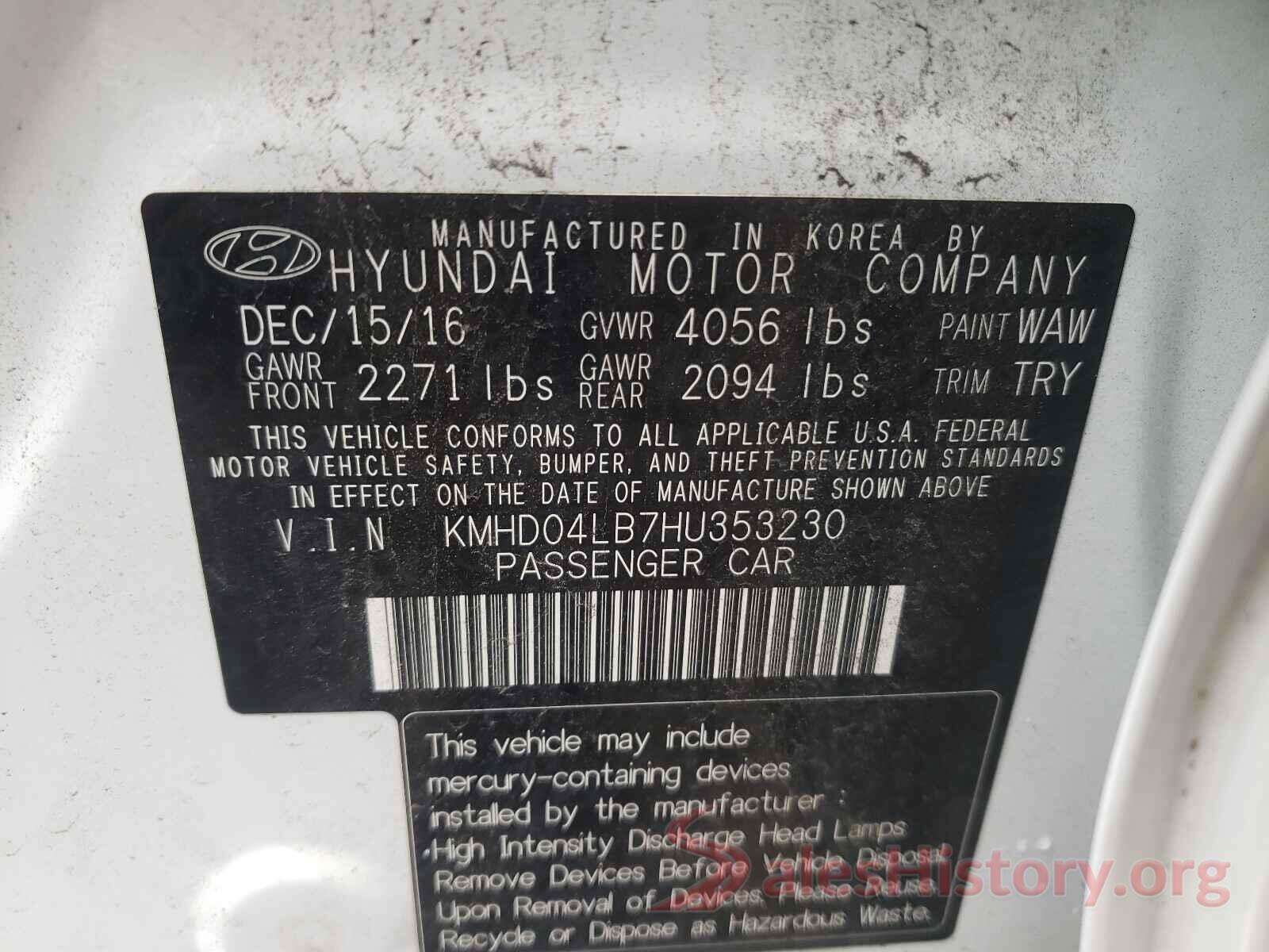 KMHD04LB7HU353230 2017 HYUNDAI ELANTRA