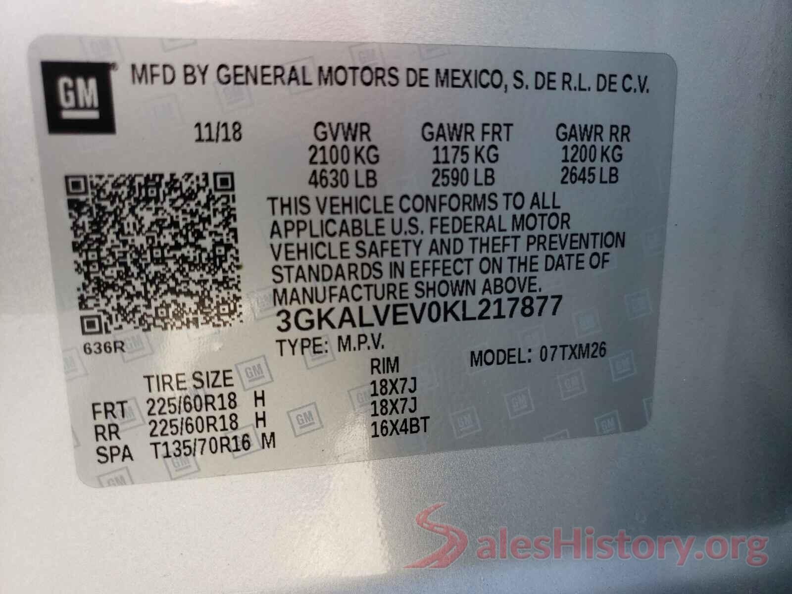 3GKALVEV0KL217877 2019 GMC TERRAIN