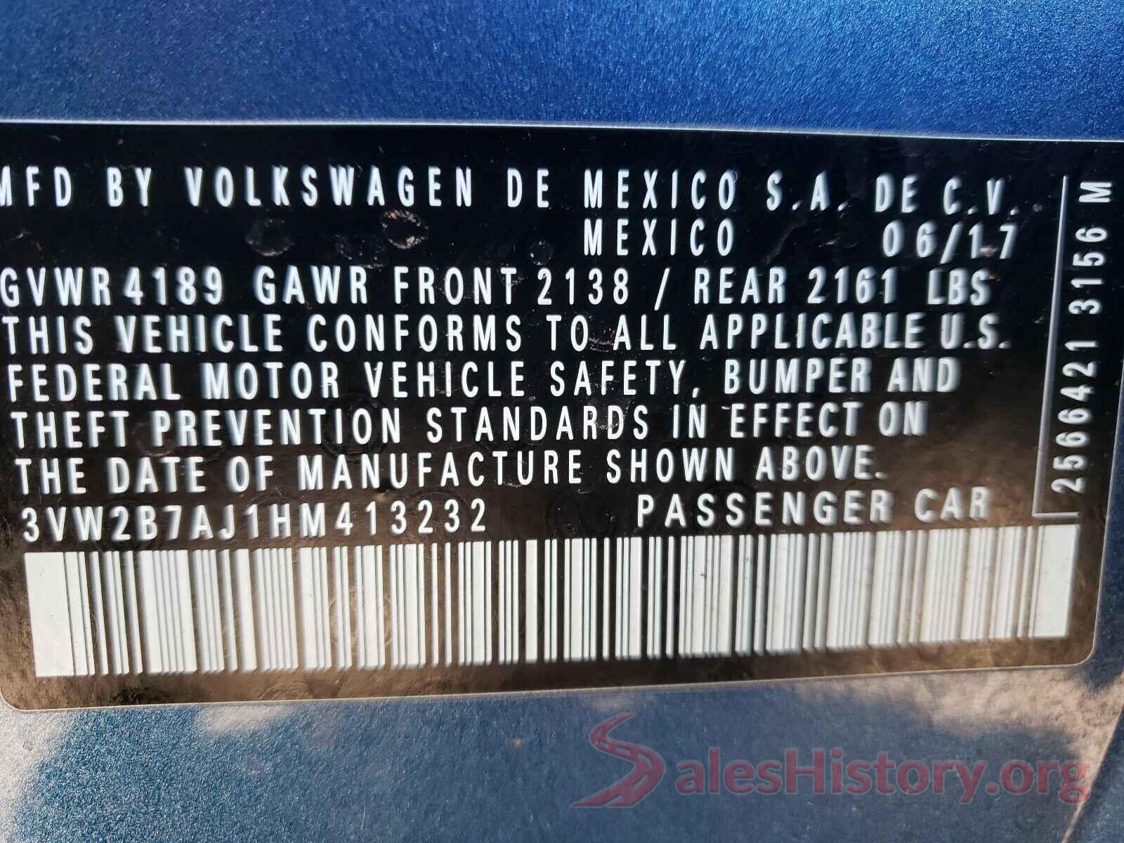 3VW2B7AJ1HM413232 2017 VOLKSWAGEN JETTA