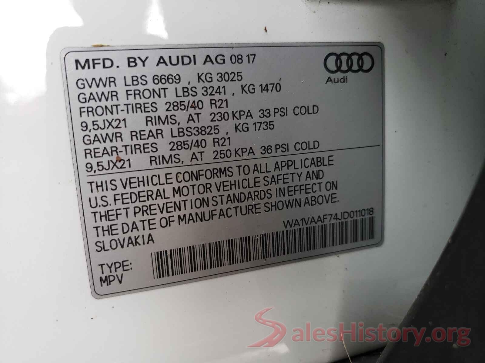 WA1VAAF74JD011018 2018 AUDI Q7