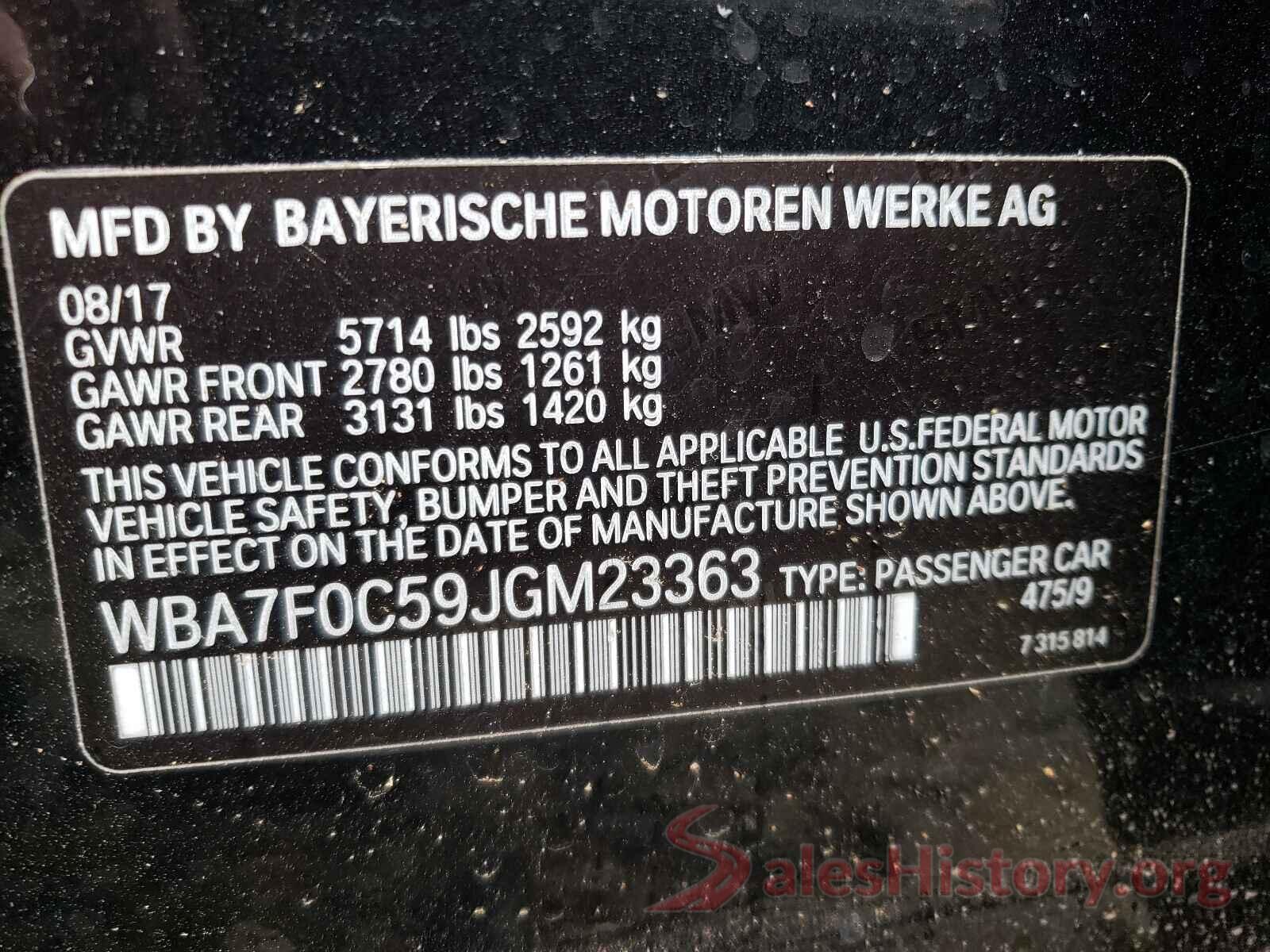 WBA7F0C59JGM23363 2018 BMW 7 SERIES