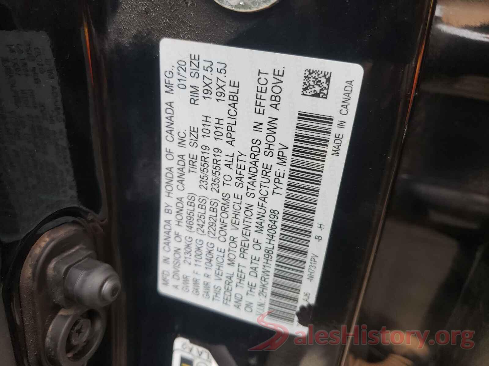 2HKRW1H98LH406498 2020 HONDA CRV