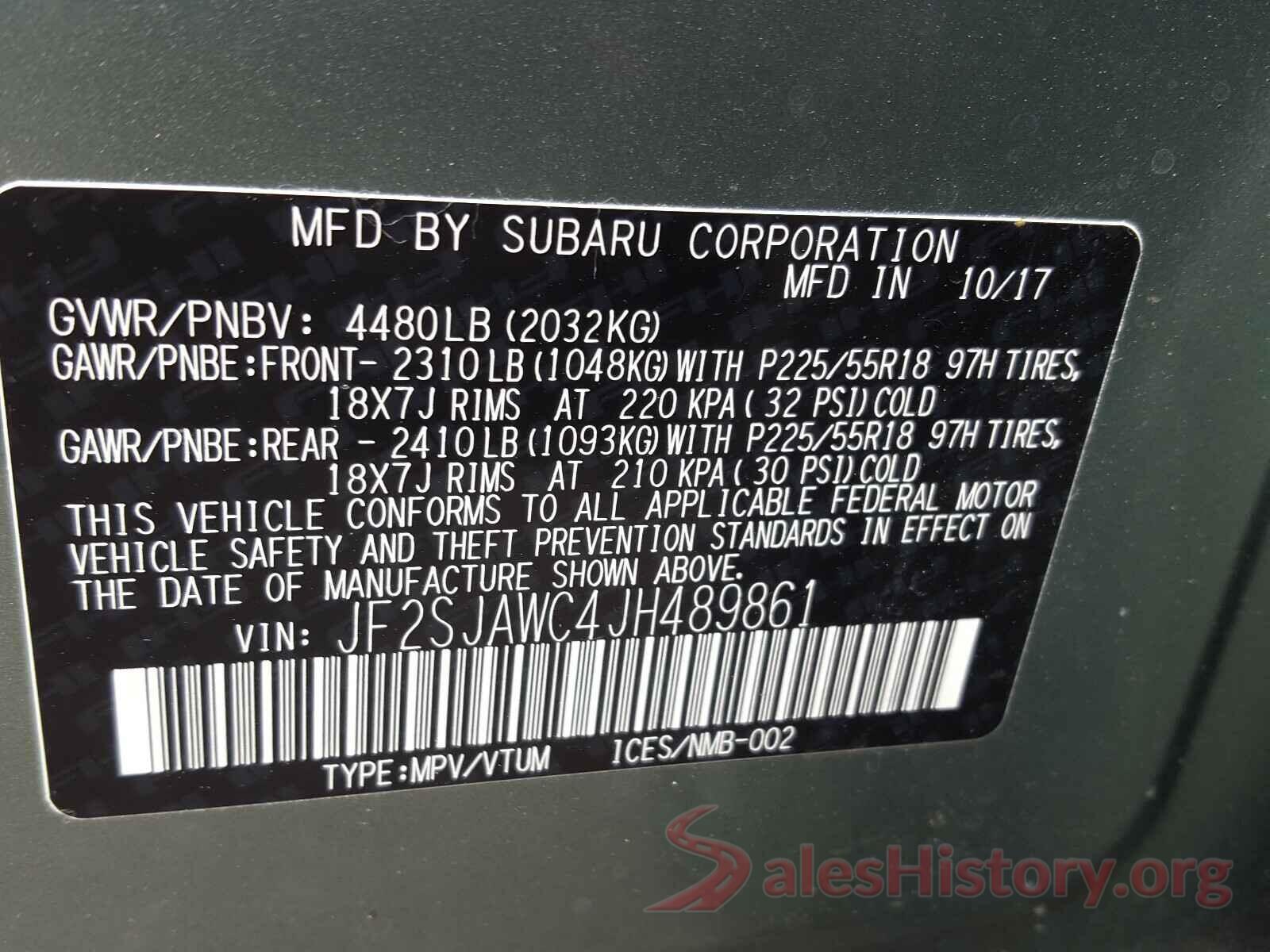 JF2SJAWC4JH489861 2018 SUBARU FORESTER