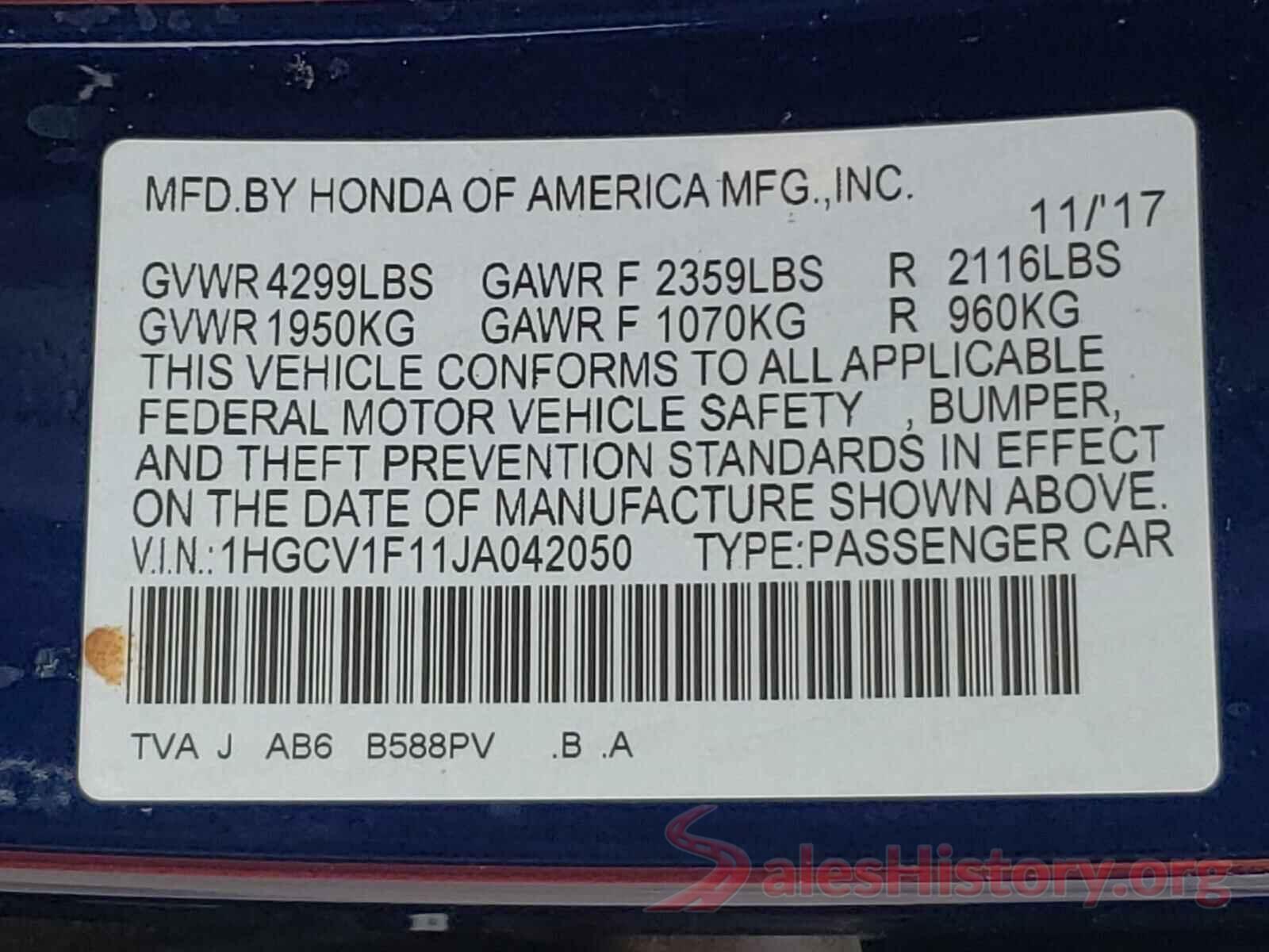 1HGCV1F11JA042050 2018 HONDA ACCORD