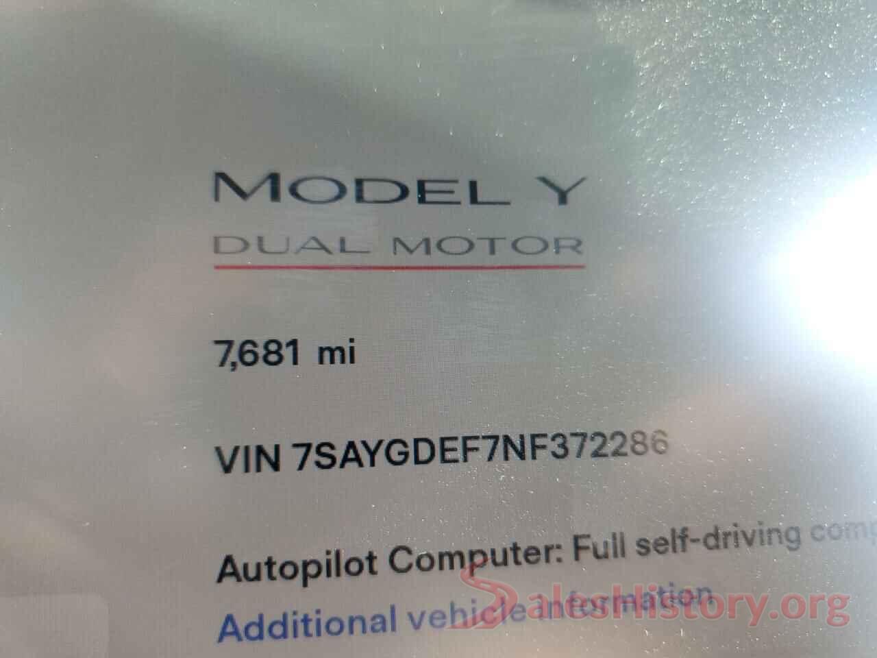 7SAYGDEF7NF372286 2022 TESLA MODEL Y