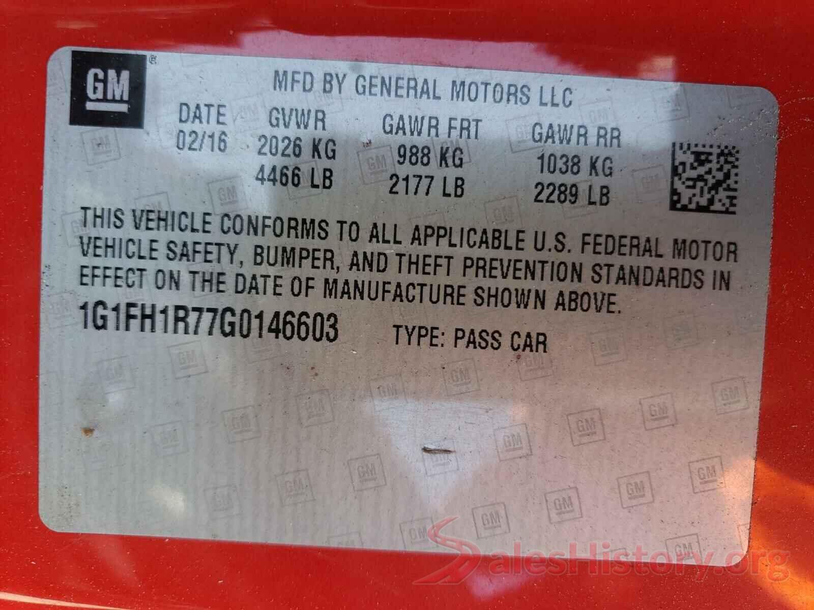 1G1FH1R77G0146603 2016 CHEVROLET CAMARO