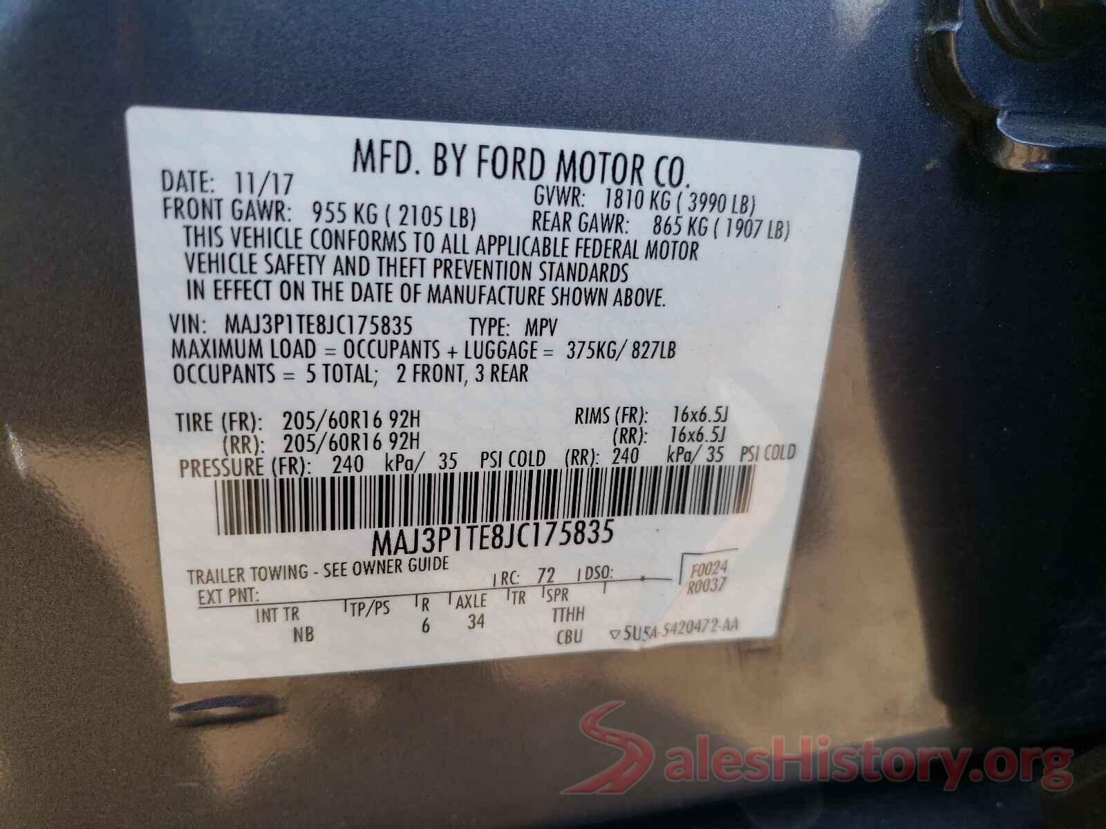 MAJ3P1TE8JC175835 2018 FORD ALL OTHER