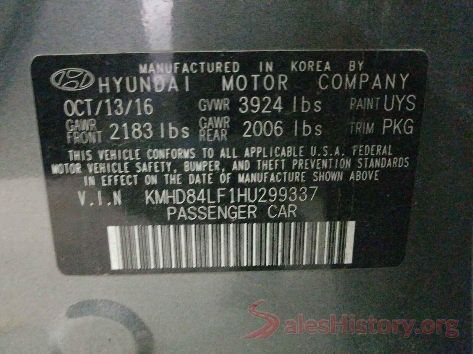 KMHD84LF1HU299337 2017 HYUNDAI ELANTRA