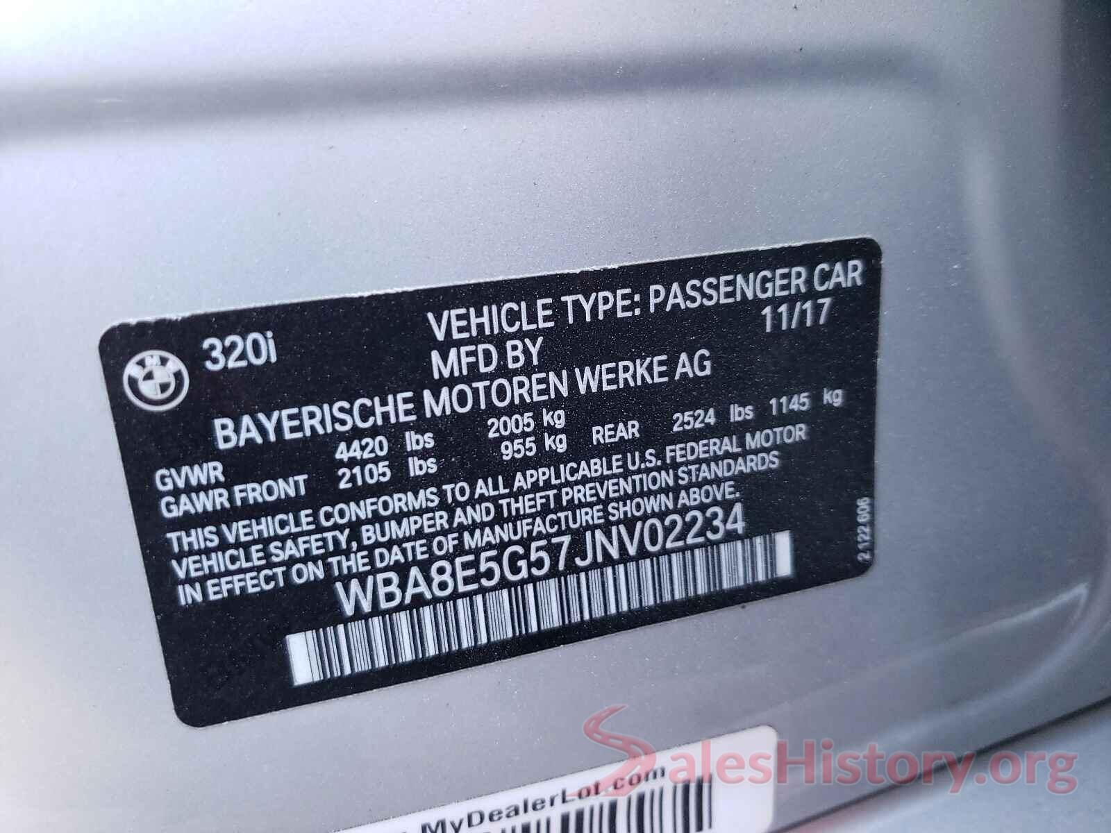 WBA8E5G57JNV02234 2018 BMW 3 SERIES