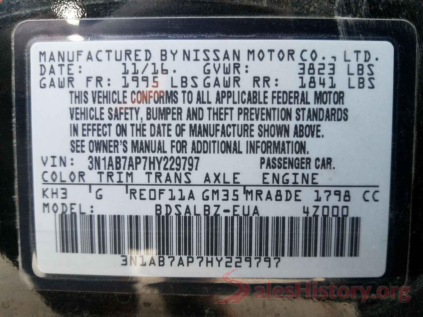 3N1AB7AP7HY229797 2017 NISSAN SENTRA