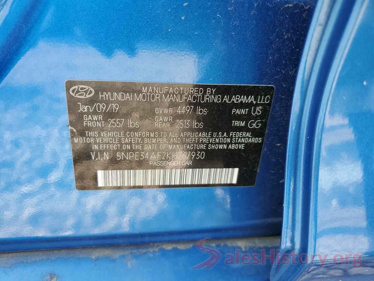 5NPE34AF2KH767930 2019 HYUNDAI SONATA