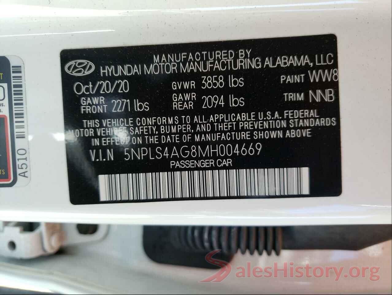 5NPLS4AG8MH004669 2021 HYUNDAI ELANTRA