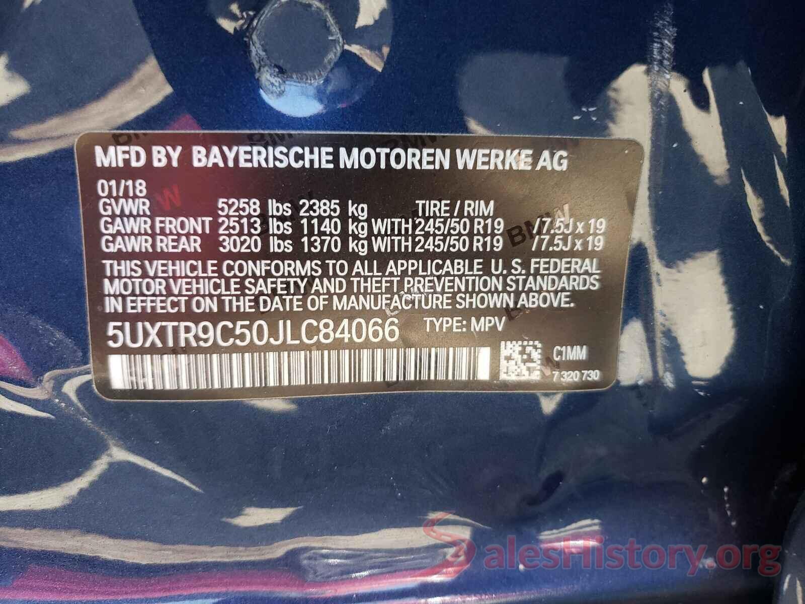 5UXTR9C50JLC84066 2018 BMW X3