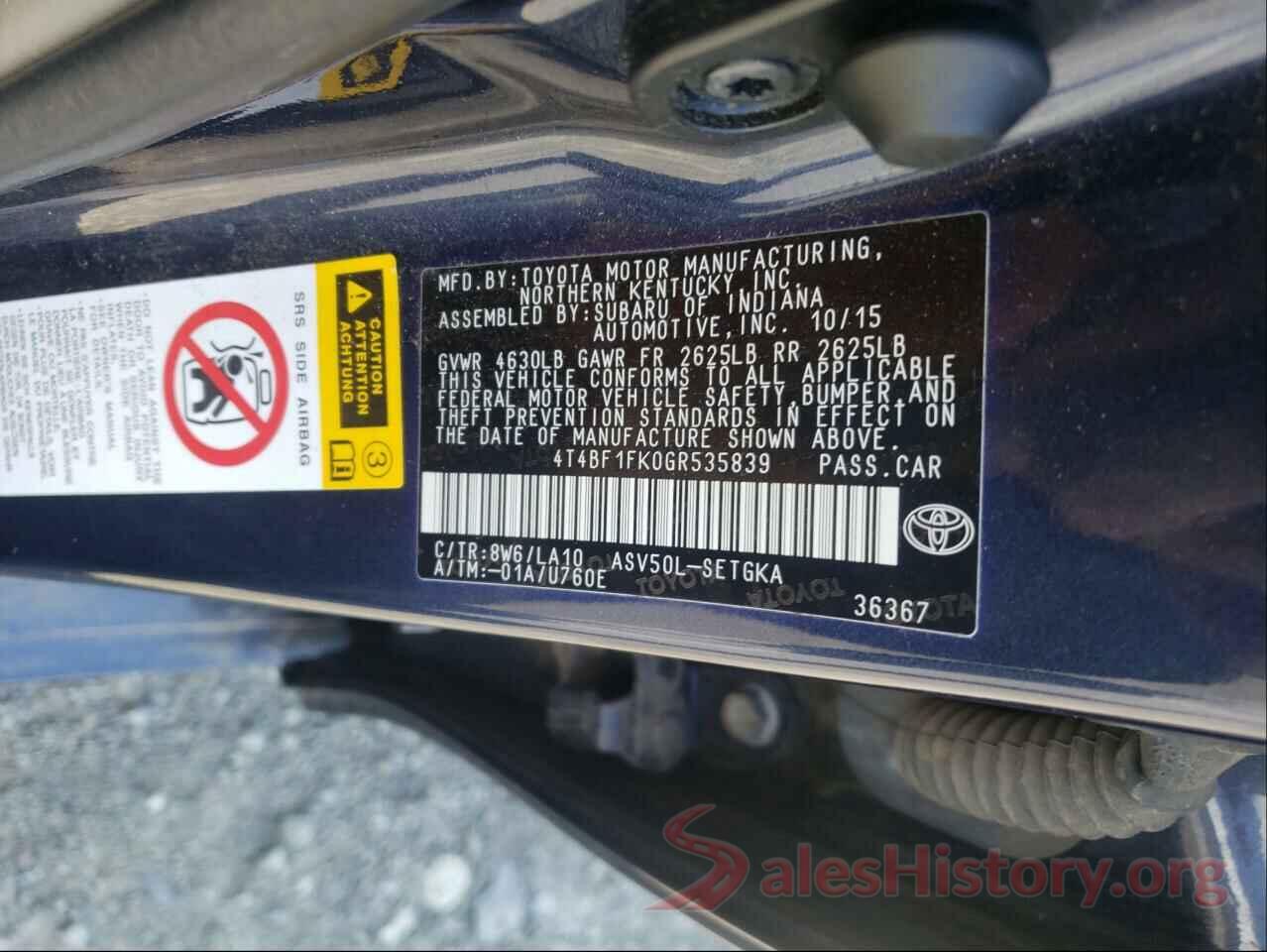 4T4BF1FK0GR535839 2016 TOYOTA CAMRY