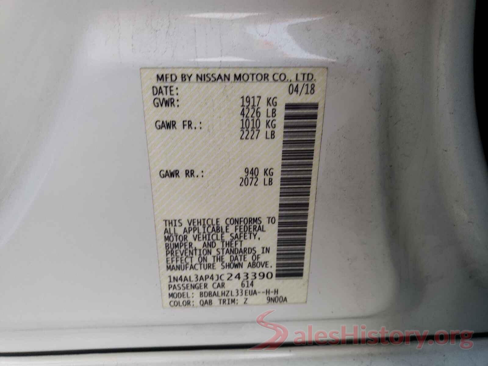 1N4AL3AP4JC243390 2018 NISSAN ALTIMA