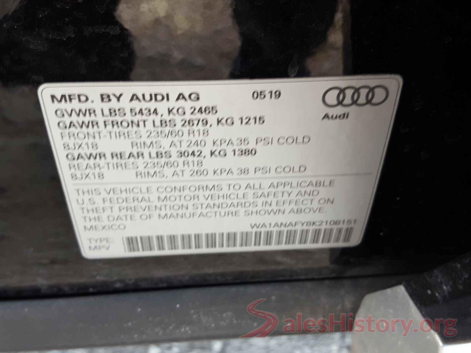 WA1ANAFY8K2108151 2019 AUDI Q5