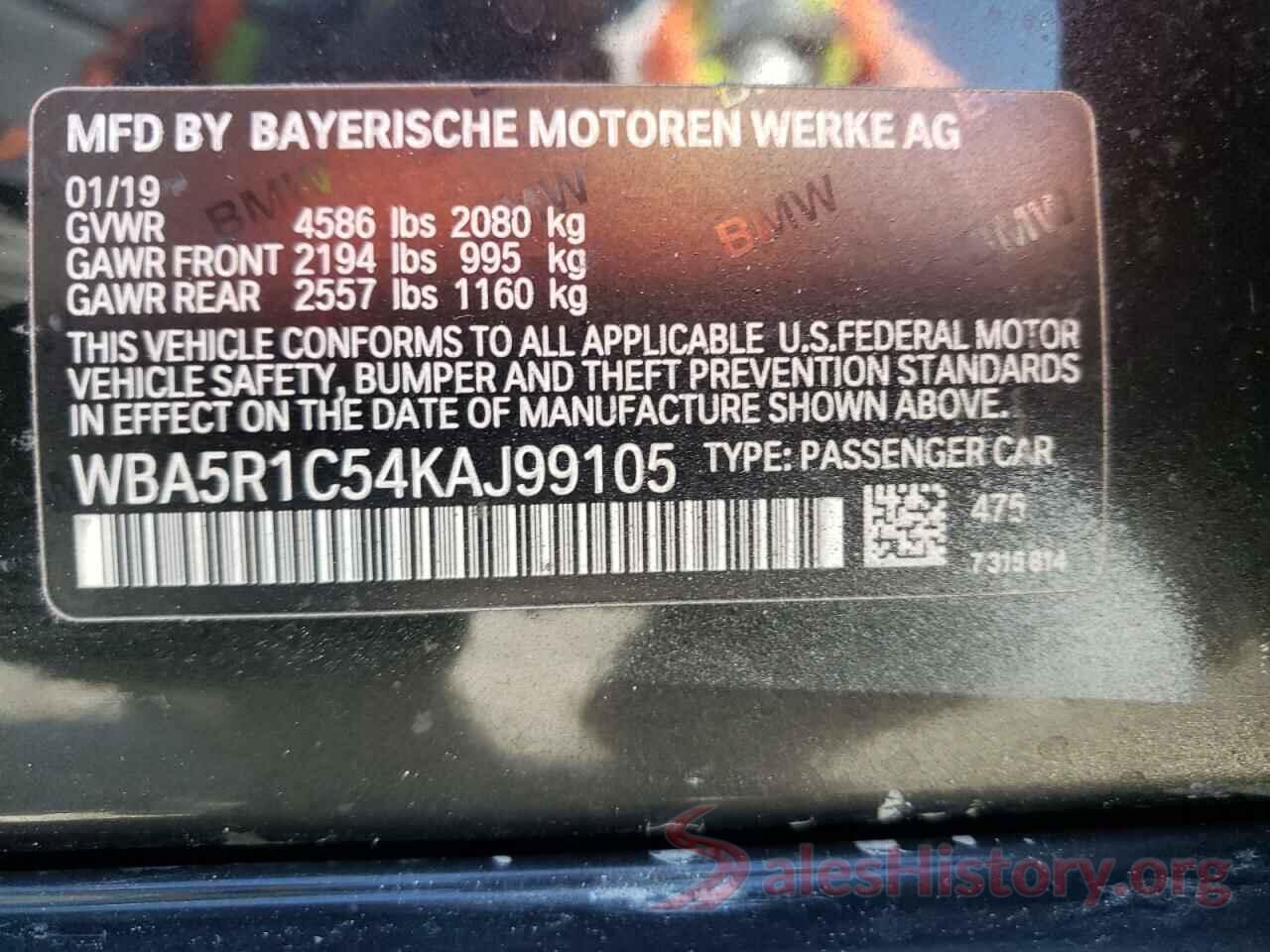 WBA5R1C54KAJ99105 2019 BMW 3 SERIES